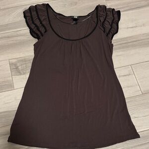 H&M Black Cap Sleeve Blouse